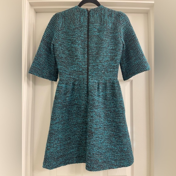 Women’s Alice + Olivia Glenys Short-Sleeve Tweed Dress Teal Size 0 - Picture 8 of 9